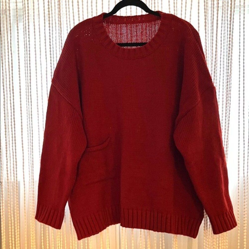Maroon Red Women's Crew Neck Sweater - Size 5X